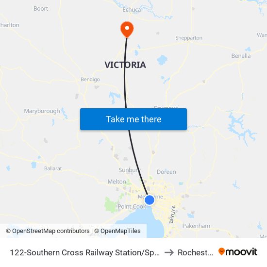 122-Southern Cross Railway Station/Spencer St (Melbourne City) to Rochester West map