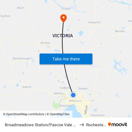 Broadmeadows Station/Pascoe Vale Rd (Broadmeadows) to Rochester West map