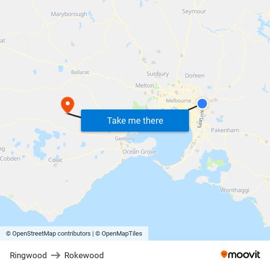 Ringwood to Rokewood map