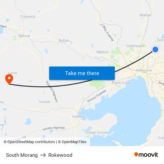 South Morang to Rokewood map