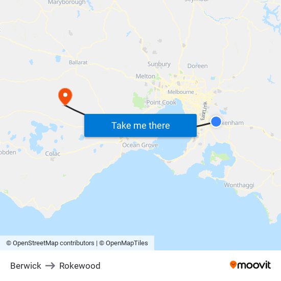 Berwick to Rokewood map