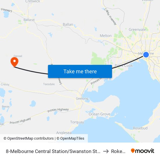 8-Melbourne Central Station/Swanston St (Melbourne City) to Rokewood map