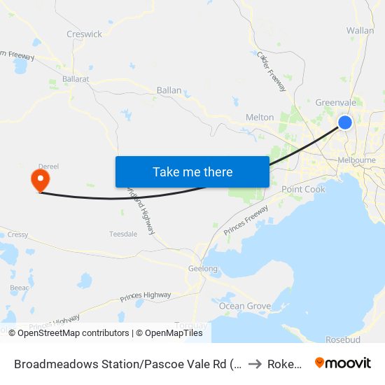 Broadmeadows Station/Pascoe Vale Rd (Broadmeadows) to Rokewood map