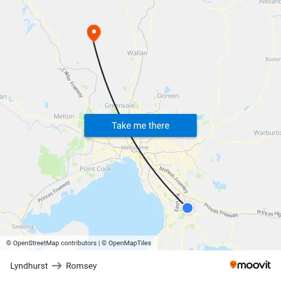 Lyndhurst to Romsey map
