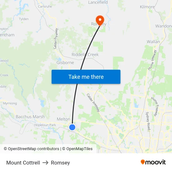 Mount Cottrell to Romsey map