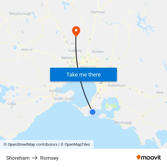 Shoreham to Romsey map