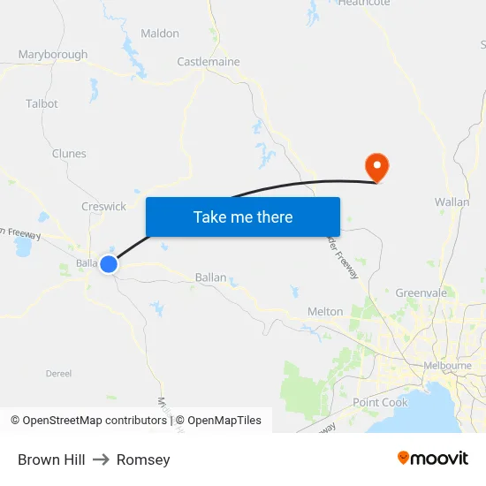 Brown Hill to Romsey map