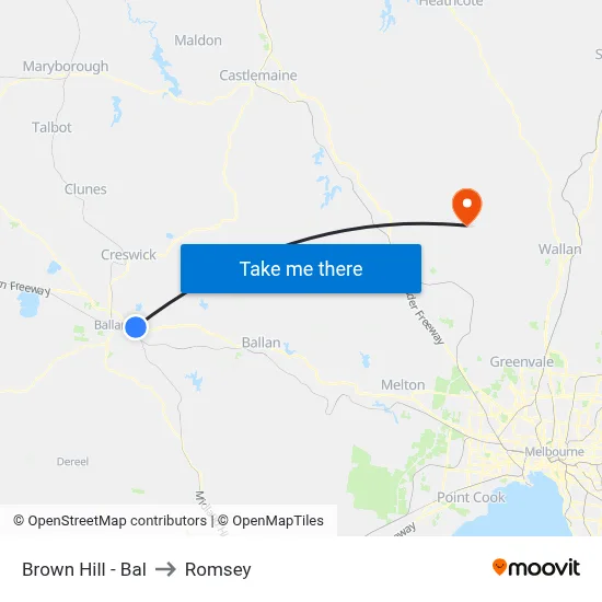 Brown Hill - Bal to Romsey map