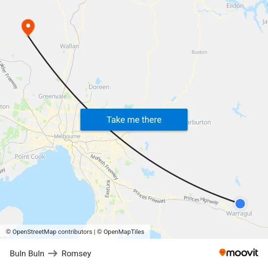 Buln Buln to Romsey map