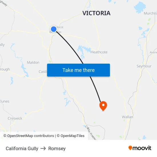 California Gully to Romsey map