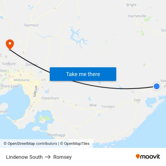 Lindenow South to Romsey map