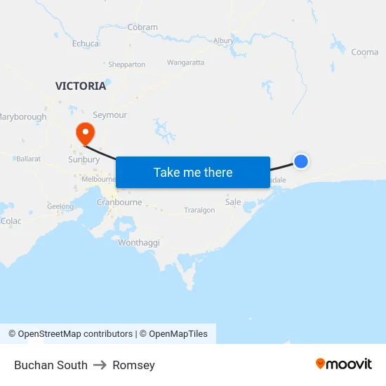 Buchan South to Romsey map