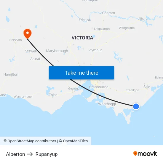 Alberton to Rupanyup map