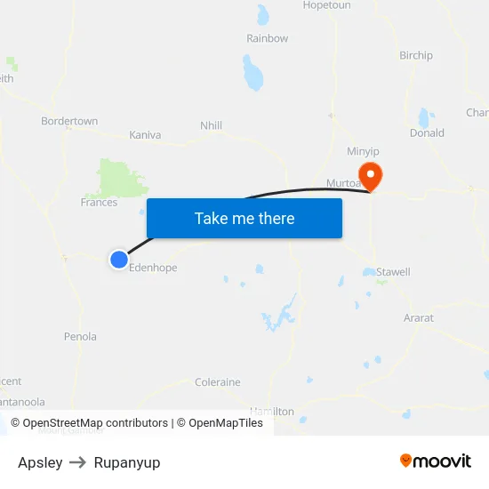 Apsley to Rupanyup map