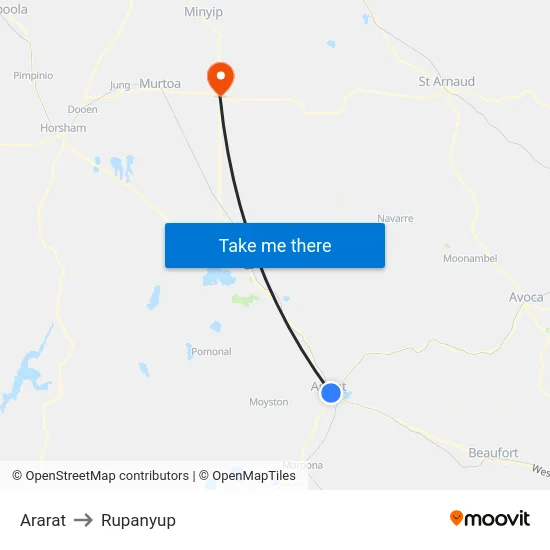 Ararat to Rupanyup map