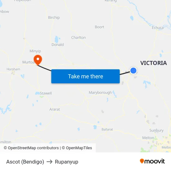 Ascot (Bendigo) to Rupanyup map