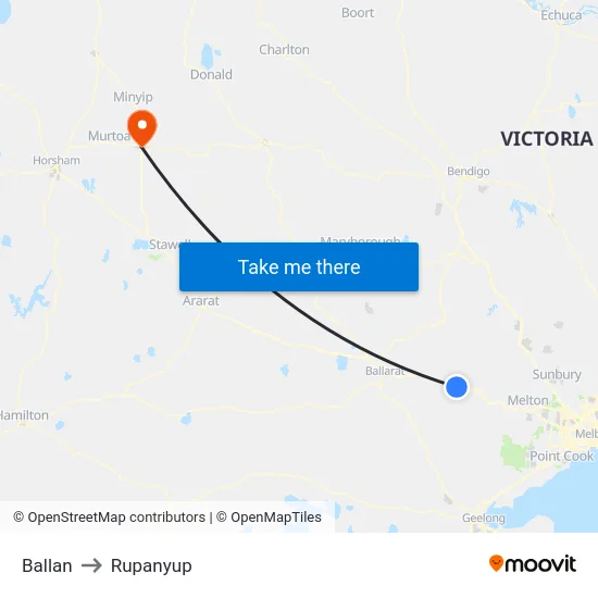 Ballan to Rupanyup map