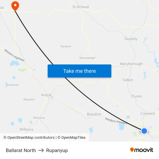 Ballarat North to Rupanyup map
