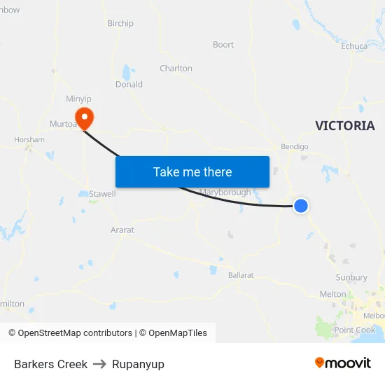 Barkers Creek to Rupanyup map