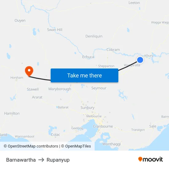 Barnawartha to Rupanyup map