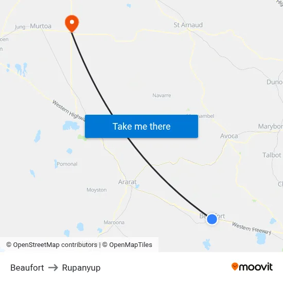 Beaufort to Rupanyup map