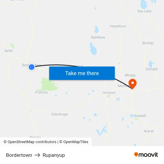 Bordertown to Rupanyup map