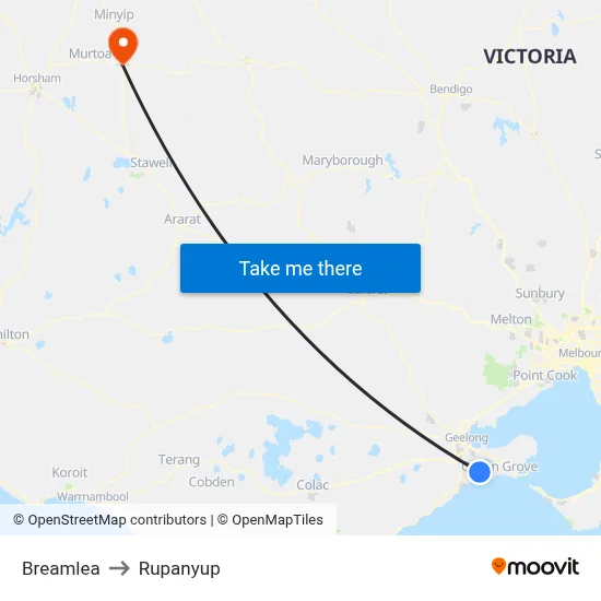 Breamlea to Rupanyup map