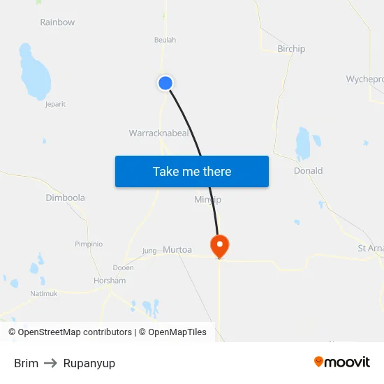 Brim to Rupanyup map