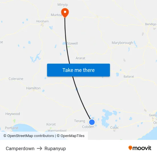Camperdown to Rupanyup map