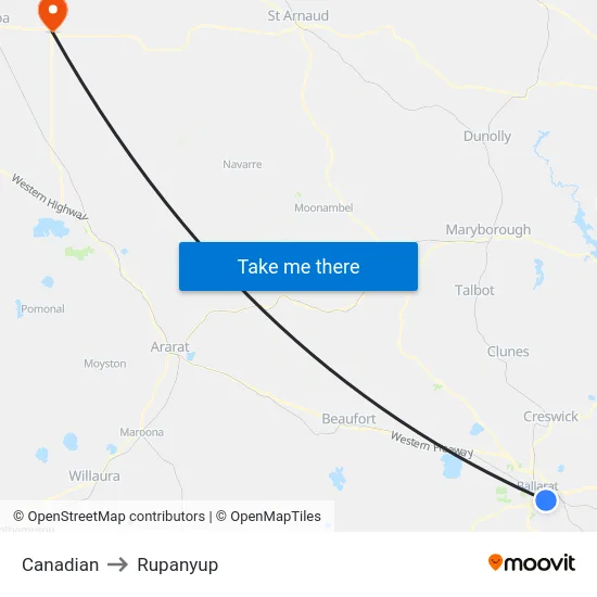 Canadian to Rupanyup map