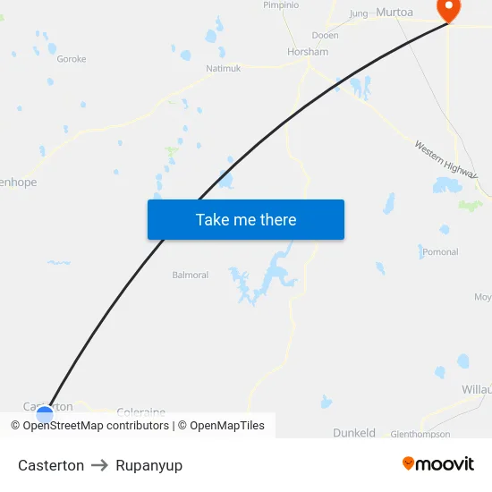Casterton to Rupanyup map
