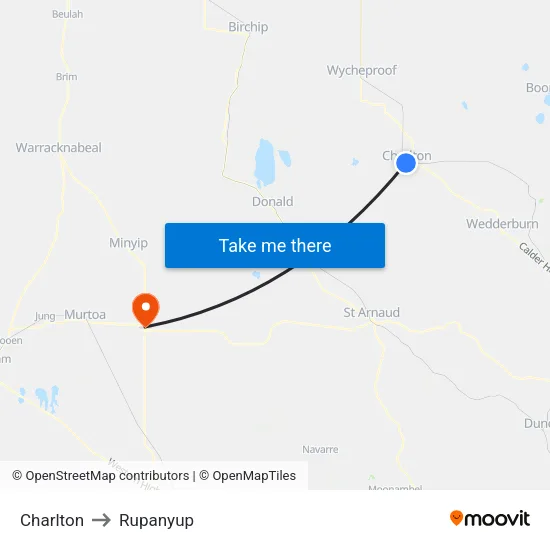 Charlton to Rupanyup map
