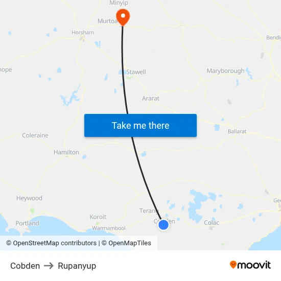 Cobden to Rupanyup map