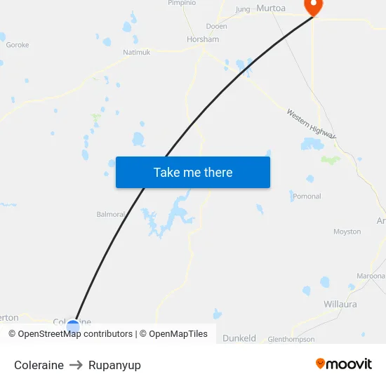 Coleraine to Rupanyup map