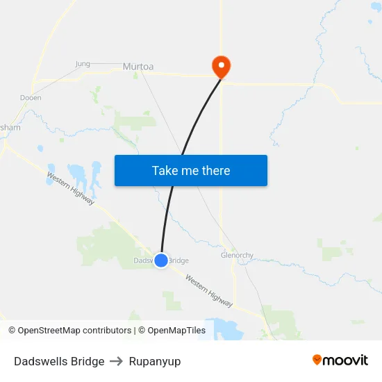 Dadswells Bridge to Rupanyup map