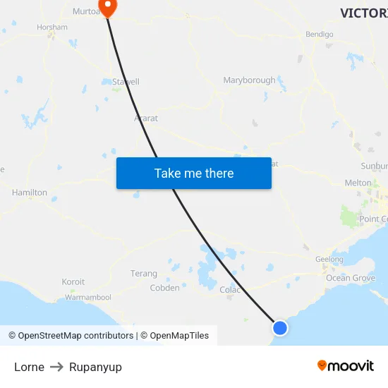 Lorne to Rupanyup map