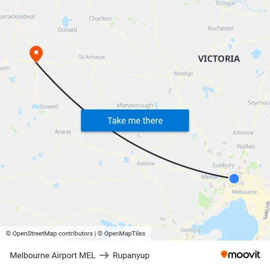 Melbourne Airport MEL to Rupanyup map