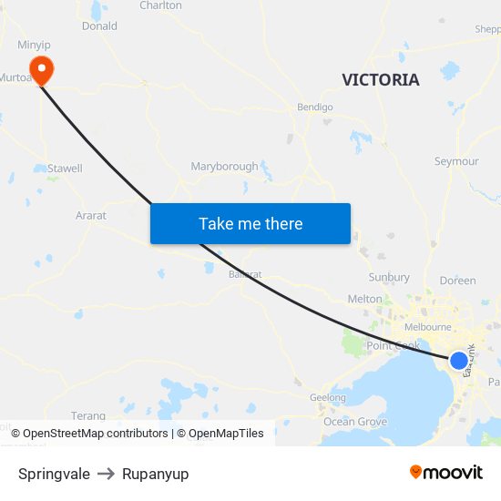 Springvale to Rupanyup map