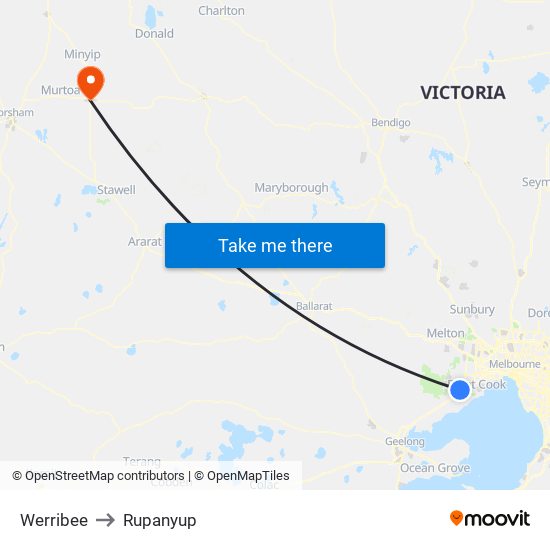 Werribee to Rupanyup map