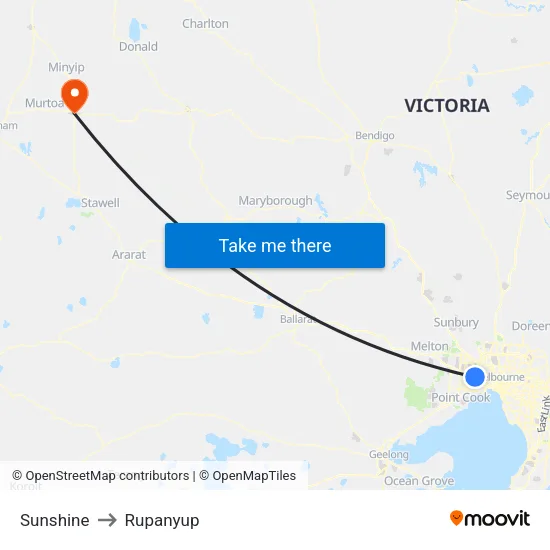 Sunshine to Rupanyup map