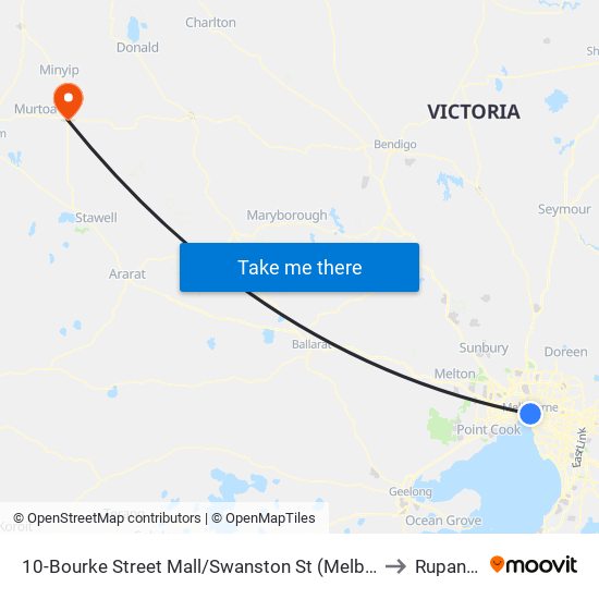 10-Bourke Street Mall/Swanston St (Melbourne City) to Rupanyup map