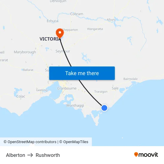 Alberton to Rushworth map