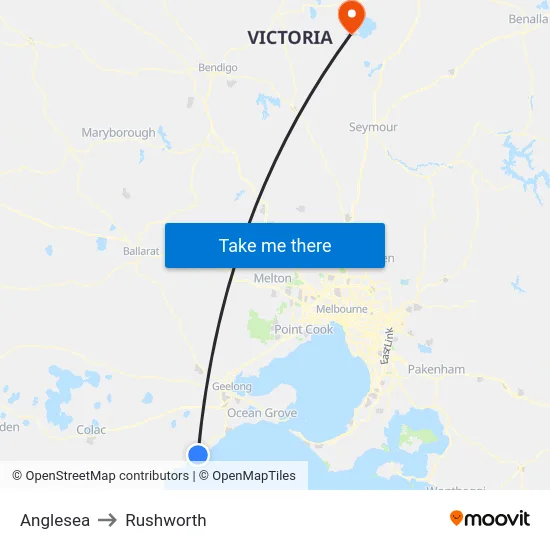 Anglesea to Rushworth map