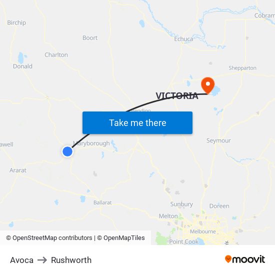 Avoca to Rushworth map