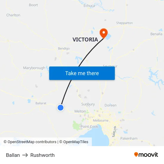 Ballan to Rushworth map