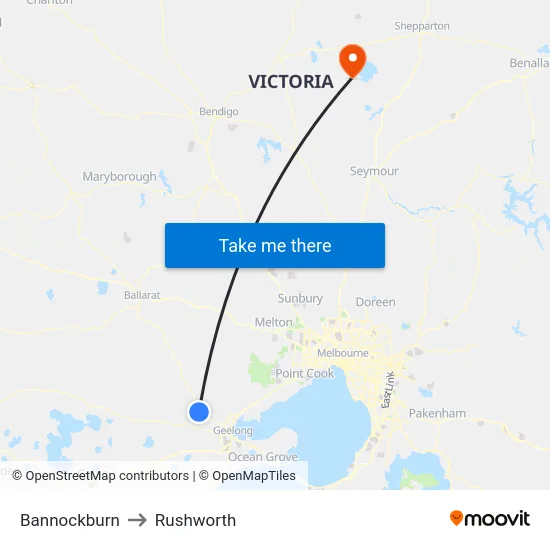 Bannockburn to Rushworth map