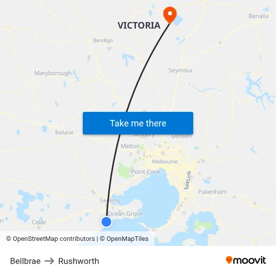 Bellbrae to Rushworth map