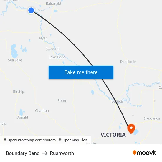 Boundary Bend to Rushworth map