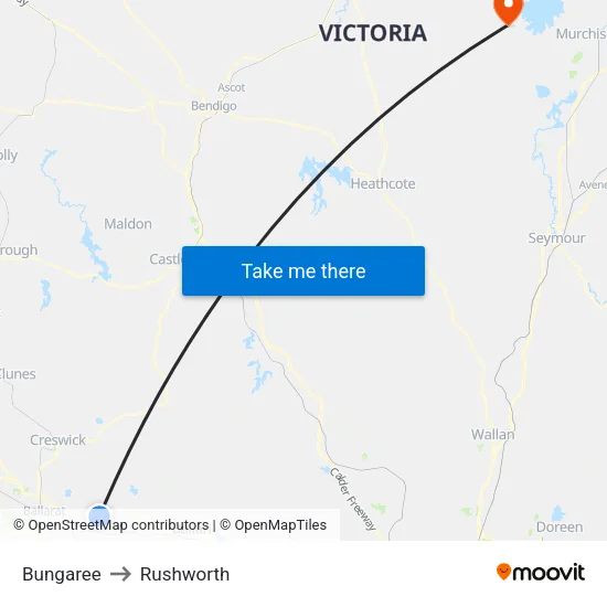 Bungaree to Rushworth map