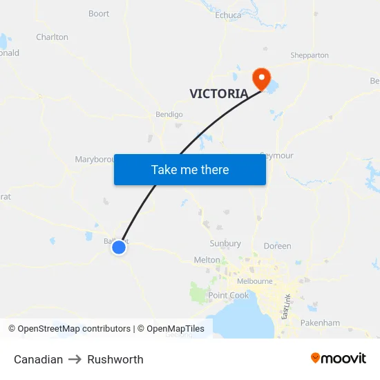 Canadian to Rushworth map